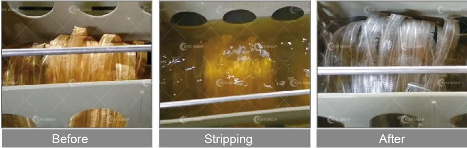 gold stripping machine before and after compare